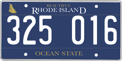 RI license plate 325016