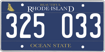 RI license plate 325033