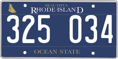 RI license plate 325034