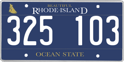 RI license plate 325103
