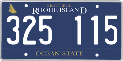 RI license plate 325115