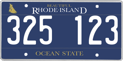 RI license plate 325123