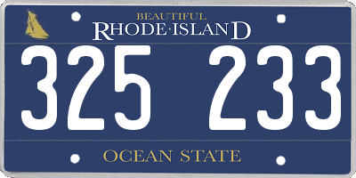 RI license plate 325233