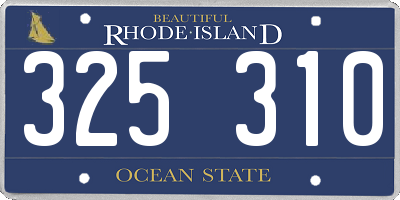 RI license plate 325310