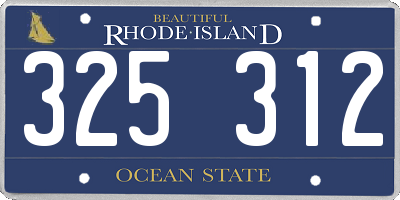 RI license plate 325312