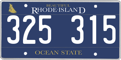 RI license plate 325315