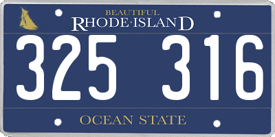 RI license plate 325316