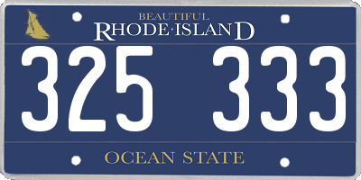 RI license plate 325333