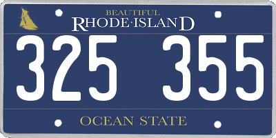 RI license plate 325355
