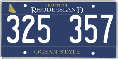 RI license plate 325357