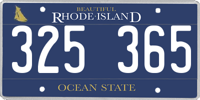 RI license plate 325365