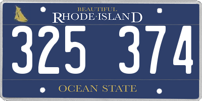 RI license plate 325374