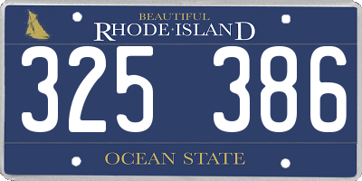 RI license plate 325386