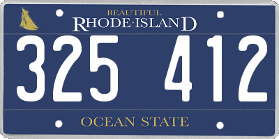RI license plate 325412