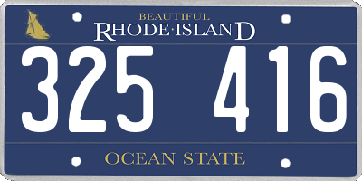 RI license plate 325416
