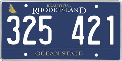 RI license plate 325421