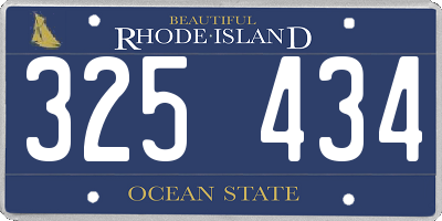 RI license plate 325434