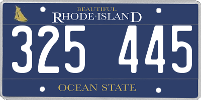 RI license plate 325445