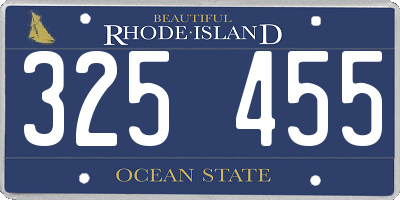 RI license plate 325455