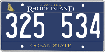 RI license plate 325534