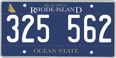 RI license plate 325562