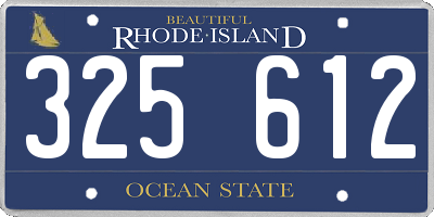RI license plate 325612