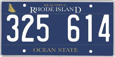 RI license plate 325614