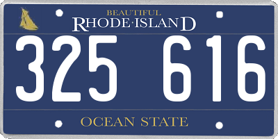 RI license plate 325616