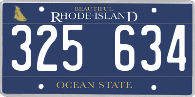 RI license plate 325634