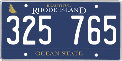 RI license plate 325765