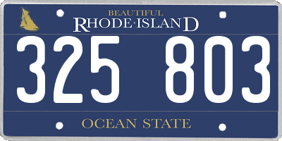 RI license plate 325803
