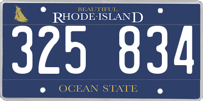 RI license plate 325834