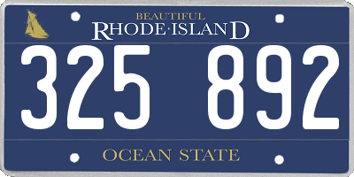 RI license plate 325892