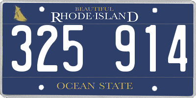 RI license plate 325914