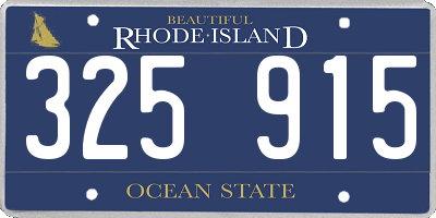 RI license plate 325915