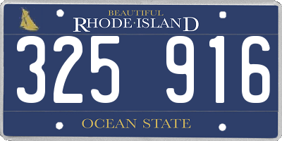 RI license plate 325916