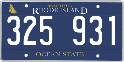 RI license plate 325931