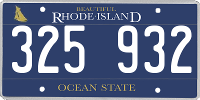 RI license plate 325932