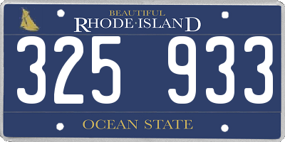 RI license plate 325933