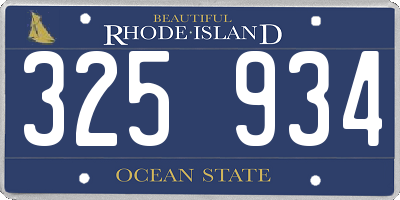 RI license plate 325934