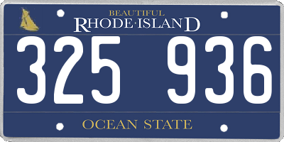 RI license plate 325936