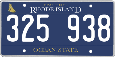 RI license plate 325938