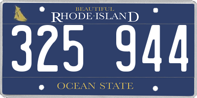 RI license plate 325944