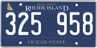 RI license plate 325958