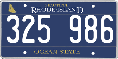 RI license plate 325986