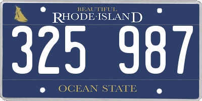 RI license plate 325987