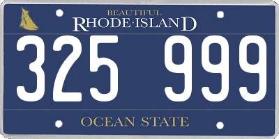RI license plate 325999
