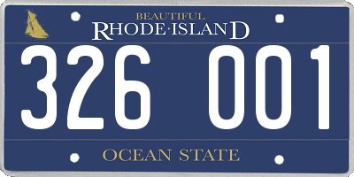 RI license plate 326001