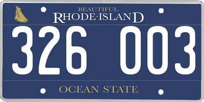 RI license plate 326003