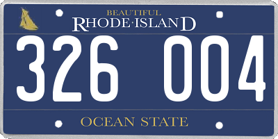 RI license plate 326004